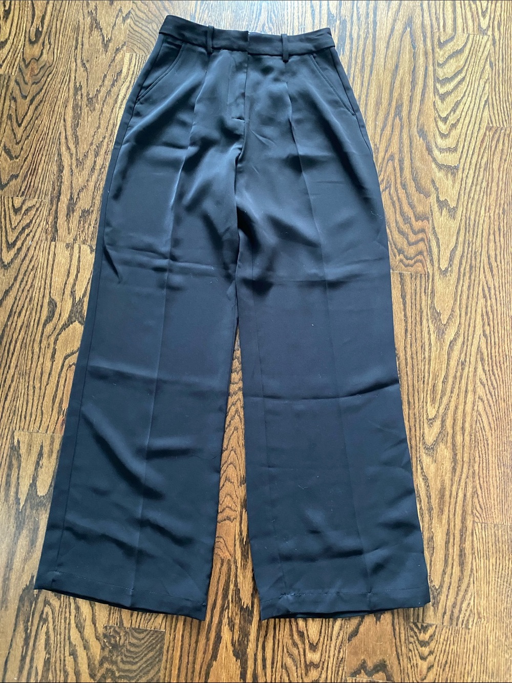 Zara Black Wide-Leg High-Rise Trousers